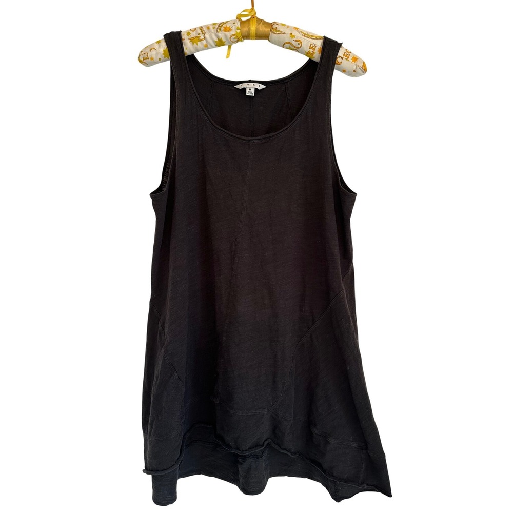 Cabi Womens Black Cotton Slub A-Line Tank Top Swim Raw Edge Hem Style 237 Sz M